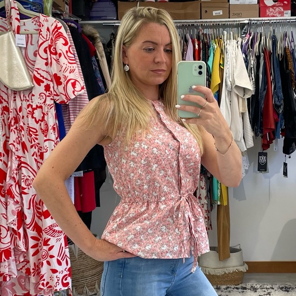 CATH KIDSTON ladies pink rabbit bunny shirt Uk size 6 sleeveless sweet fitted - Picture 2 of 9